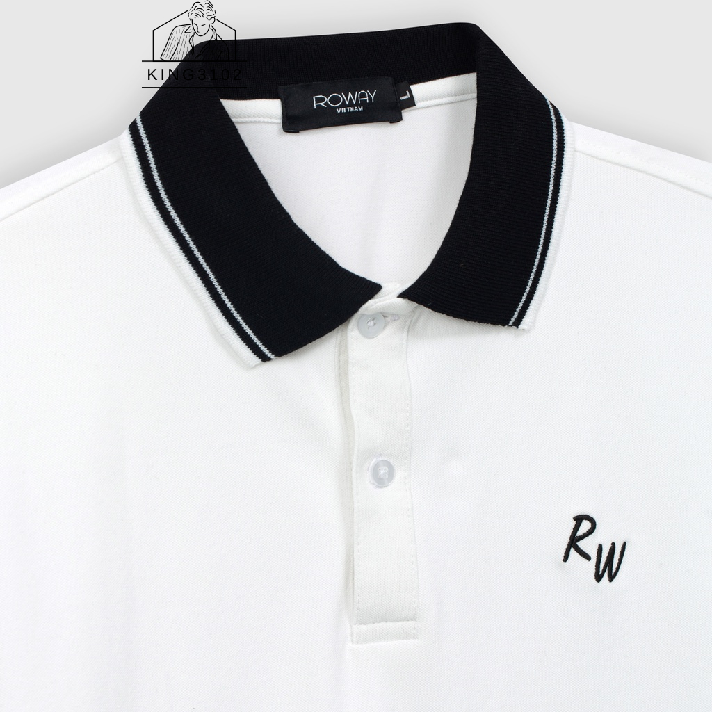 Áo Polo Nam, Áo Thun Polo Nam Trơn Trắng Đen Cotton Thoáng Mát, Thấm Hút, Không Nhăn Full Box Bill - Polo Trắng Cổ Đen