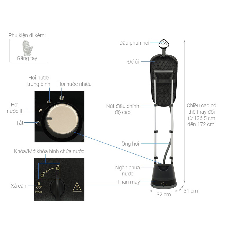 Bàn ủi hơi nước đứng Philips STE3170/80 2000W