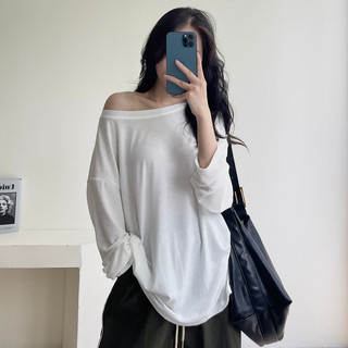 Áo thun giấy trơn basic Thu Đông dài tay dáng rộng - Áo phông kiểu bánh bèo tiểu thu