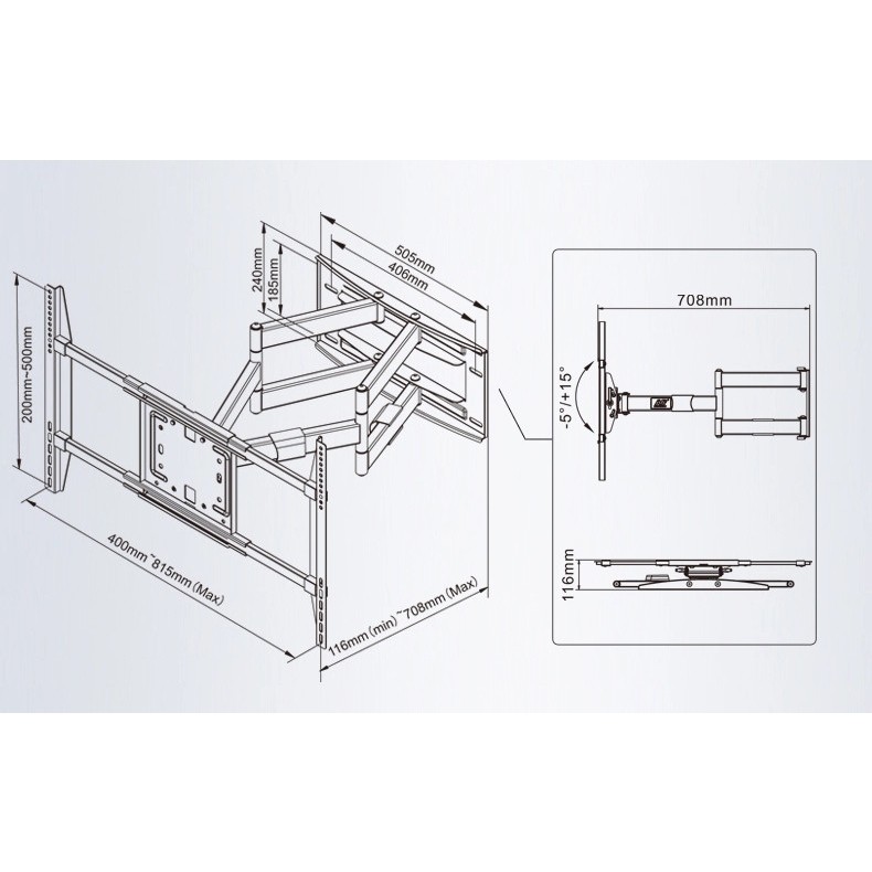 Khung treo Tivi NB SP5 màn hình Từ 50inch - 90inch Tải trọng 90.9 kg North Bayou - Chính hãng