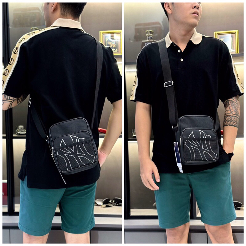 Túi MLB đeo chéo nam nữ chất liệu da PU chống thấm nước dáng vuông size 23 x 18 - Túi MLB thời trang BÁNH MÌ STORE