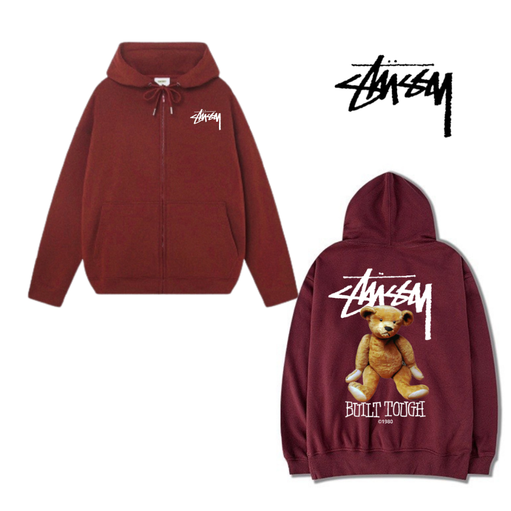 Áo hoodie zip STUSSY khóa kéo nỉ bông siêu dày form rộng ,áo khoác zip stussy nam nữ Bico Stduio