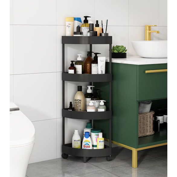 Kệ Góc Nhà Tắm Tam Giác 4 Tầng JESSE Thân Inox Đựng Đồ Có Bánh Xe- Hàng Chính Hãng.