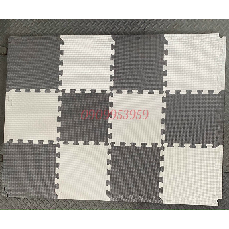 Thảm xốp lót sàn size 60×60×1cm màu đen và xám tối