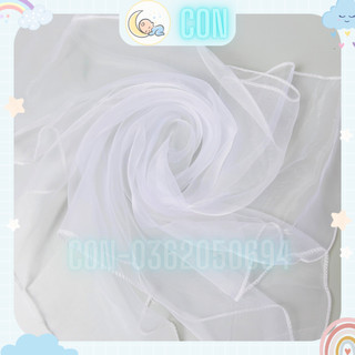 Khăn bông bay, khăn voan trắng che mặt chắn gió bụi cho bé sơ sinh