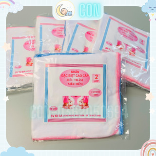 Khăn xô, khăn sữa Kiba 2 lớp, 4 lớp cho bé từ sơ sinh gói 10 chiếc