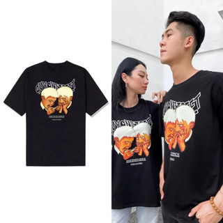 Áo Thun  unisex form rộng tay lỡ   in nổi hình hai người hít  kẹo , chất cotton co dãn mịn mát , áo phông cao cấp nam nữ