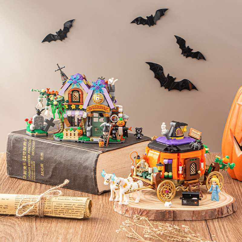 Đồ chơi khối xây dựng lego loz1233 Ngôi nhà ma halloween ngô bí Trang trí lễ hội quà tặng