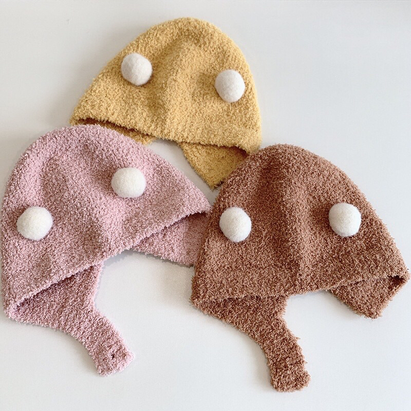 Mũ Trùm Đầu Giữ Ấm Mùa Đông Kiểu Dáng Dễ Thương Bảo Vệ Tai Cho Bé 0-18m