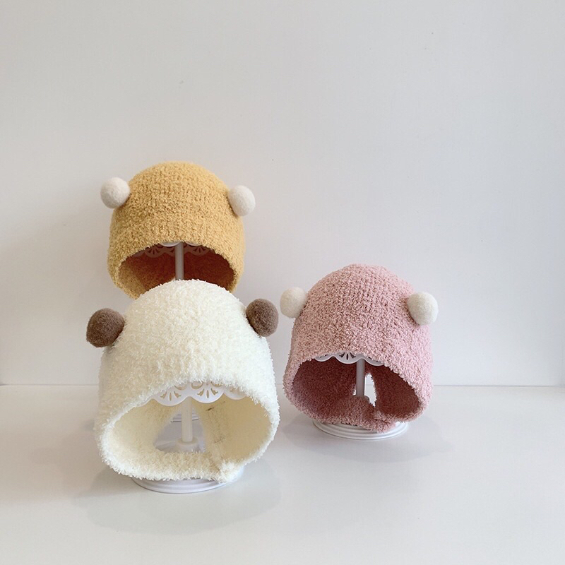 Mũ Trùm Đầu Giữ Ấm Mùa Đông Kiểu Dáng Dễ Thương Bảo Vệ Tai Cho Bé 0-18m