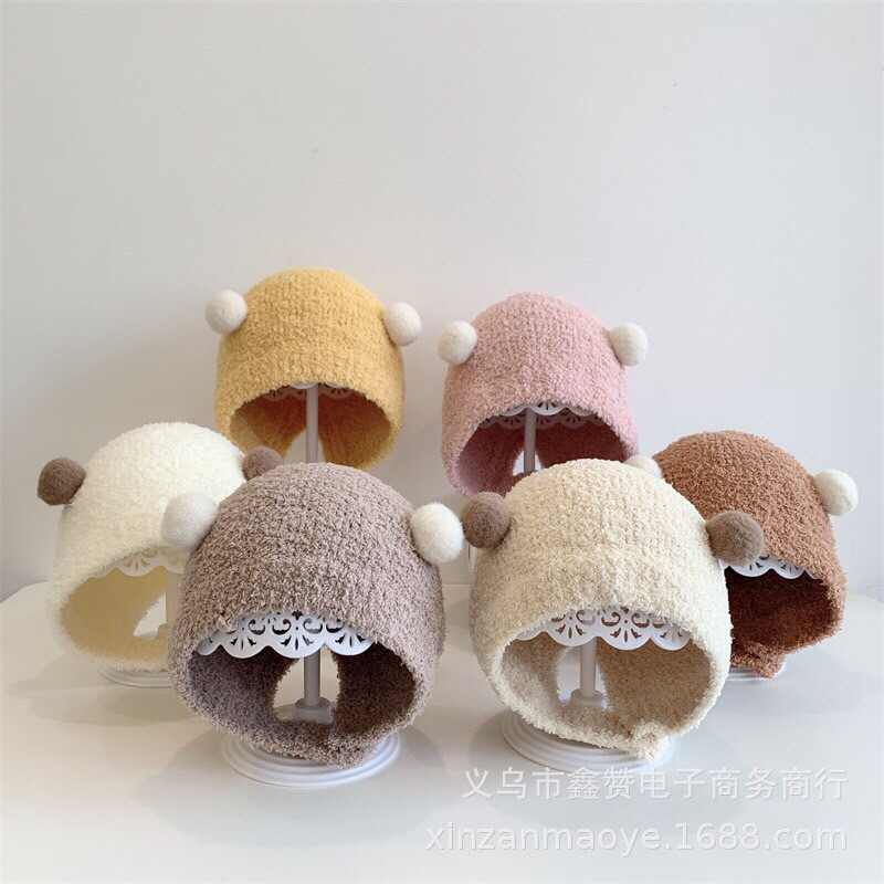 Mũ Trùm Đầu Giữ Ấm Mùa Đông Kiểu Dáng Dễ Thương Bảo Vệ Tai Cho Bé 0-18m