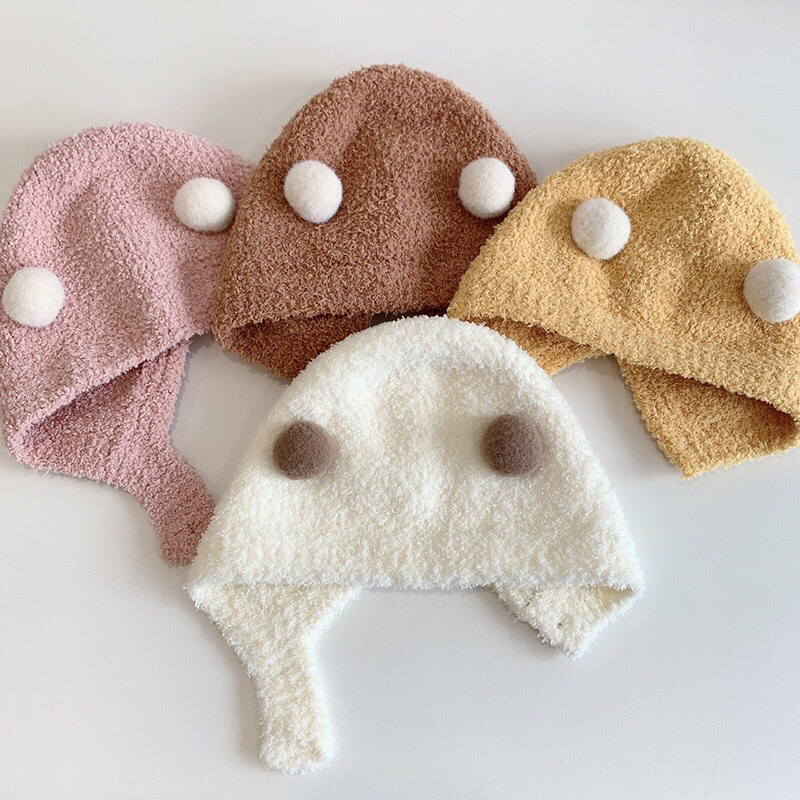 Mũ Trùm Đầu Giữ Ấm Mùa Đông Kiểu Dáng Dễ Thương Bảo Vệ Tai Cho Bé 0-18m