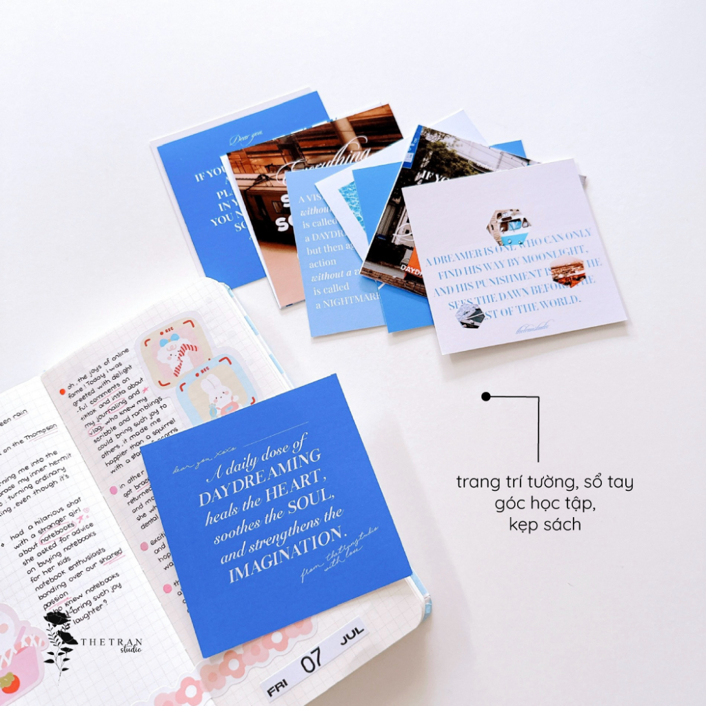 Bộ 6 postcard nghệ thuật vuông 94x94mm decor phòng tường sổ tay / daydream postcard / thetranstudio