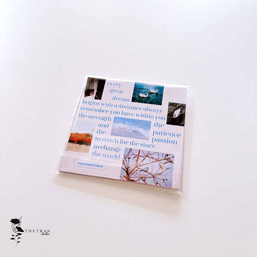 Bộ 6 postcard nghệ thuật vuông 94x94mm decor phòng tường sổ tay / daydream postcard / thetranstudio