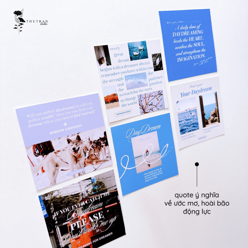 Bộ 6 postcard nghệ thuật vuông 94x94mm decor phòng tường sổ tay / daydream postcard / thetranstudio