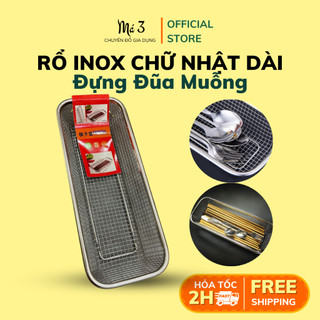 Rổ inox đựng đũa muỗng, rổ inox đa dụng chữ nhật dài