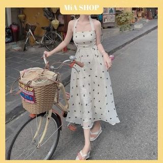 ĐẦM MAXI CỔ YẾM THÊU HOA NỔI - DA3079