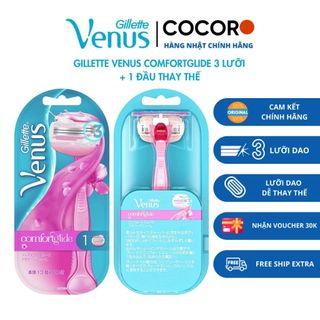 Dao cạo Gillette Venus Comfortglide 3 lưỡi, kèm 1 đầu dao cạo thay thế