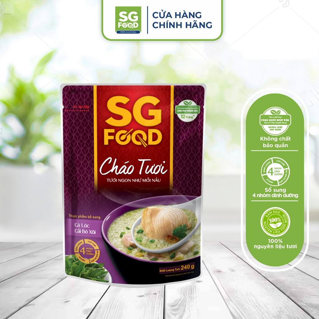 Cháo Tươi Sài Gòn Food Cá Lóc & Cải Bó Xôi 240g