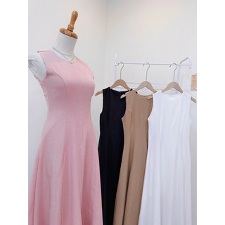Đầm midi nẹp ly xoè ( có size )