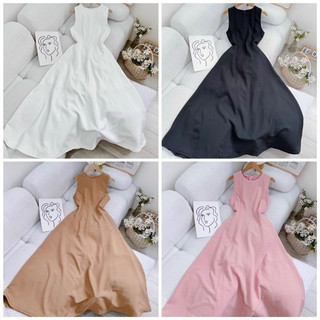 Đầm midi nẹp ly xoè ( có size )