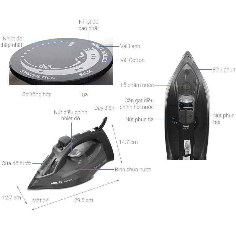 Bàn ủi hơi nước Philips DST5040/80 2600W
