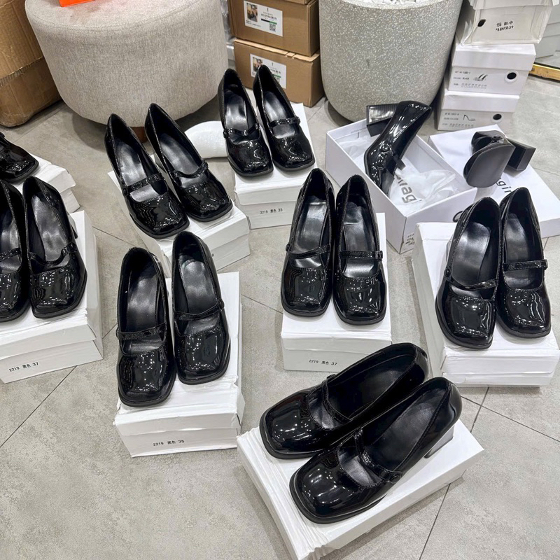 MÃ 313-4 GIẦY CAO GÓT NỮ MARY JANE DA BÓNG QUAI NGANG CÚC