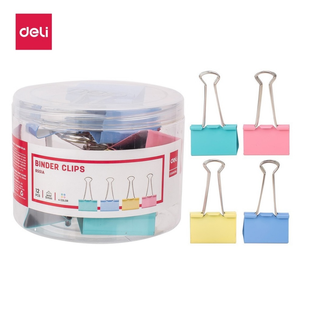 Kẹp bướm màu sắc Deli 32mm,25mm