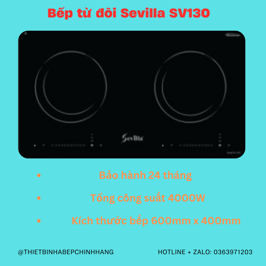 Bếp từ đôi Sevilla SV130 Bếp điện từ hồng ngoại Inverter Sevilla SV 130T - Bảo hành chính hãng 1 đổi 1 trong 2 năm