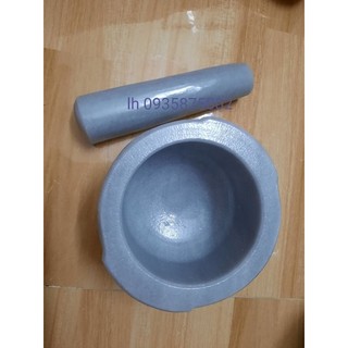 Cối đá giã gia vị 12cm xám nâu kèm chày