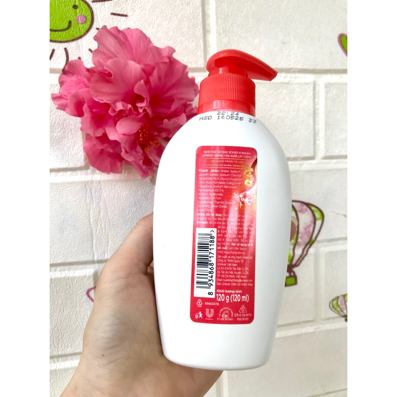 Date 5/2025 Nước rửa tay lifebuoy diệt khuẩn bảo vệ da 120ml