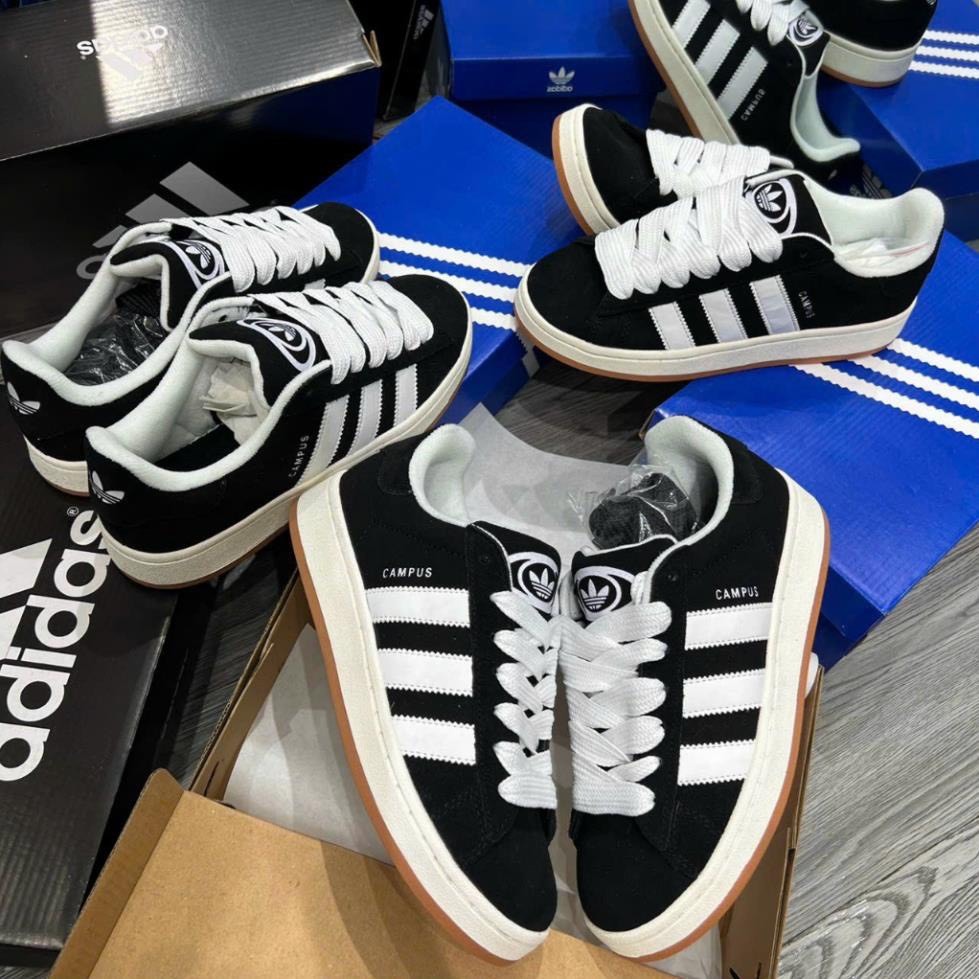 Giày Thể Thao Adidas Campus 00s 'Black White Gum' Giày Sneaker Campus Đen Sọc Trắng Đế Vàng Vải Nỉ