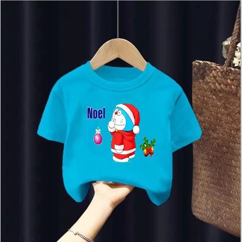 Áo thun cho bé.in hình doremon mặc đồ noel siêu dễ thương