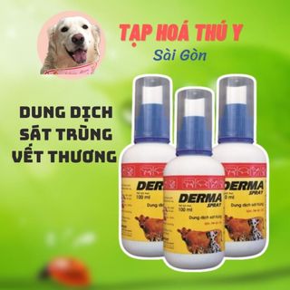 DERMA SPRAY DUNG DỊCH XỊT SÁT TRÙNG VẾT THƯƠNG, VIÊM DA  CHO THÚ [ 100ml ] - Tạp hóa thú y sg