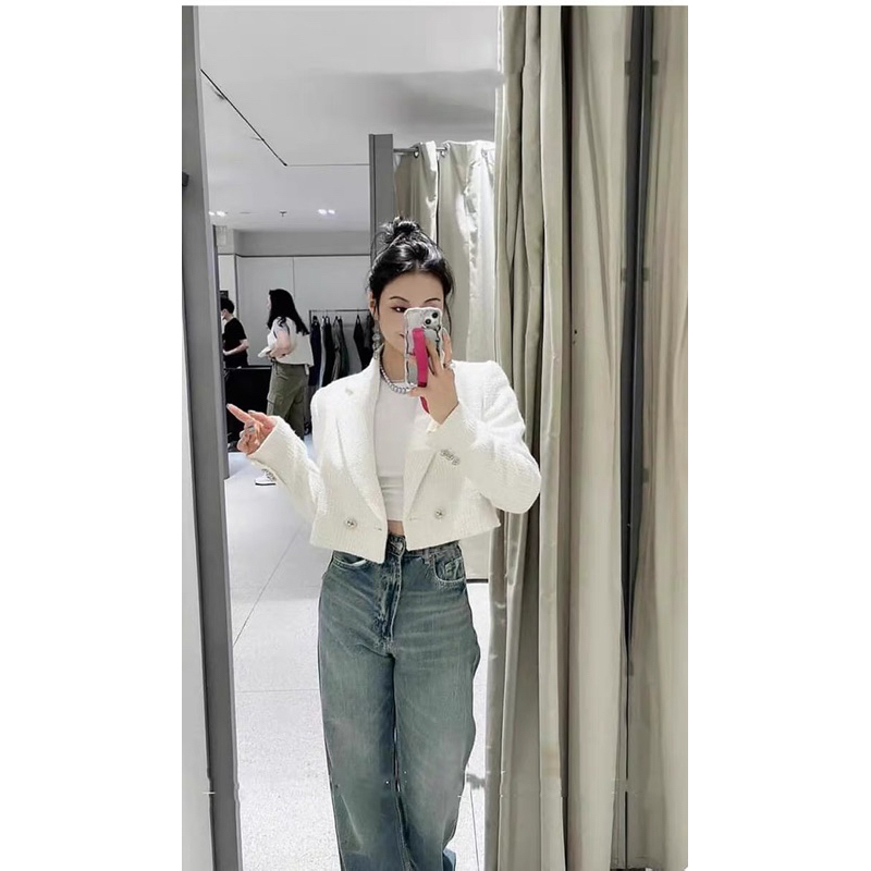 Áo khoác dạ trắng chuẩn loại 1 zara xuất dư