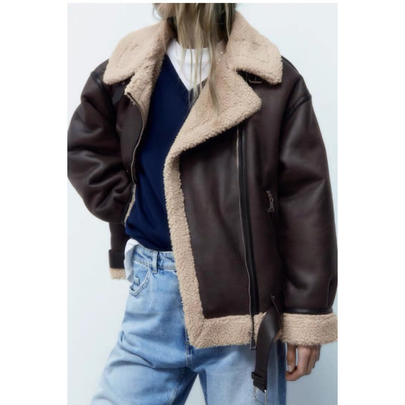 Áo khoác da lông lót lông chuẩn Zara xuất dư