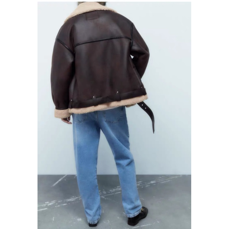 Áo khoác da lông lót lông chuẩn Zara xuất dư