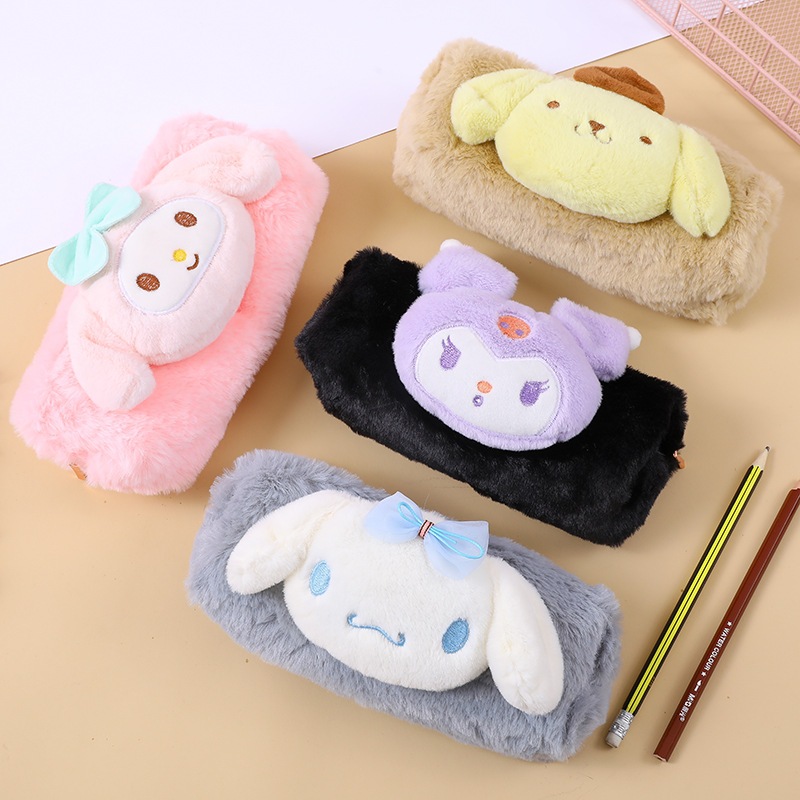 Túi Bút Lông Hoạt Hình Sanrio Gắn Thú Nhồi Bông Nổi Nhiều Mẫu