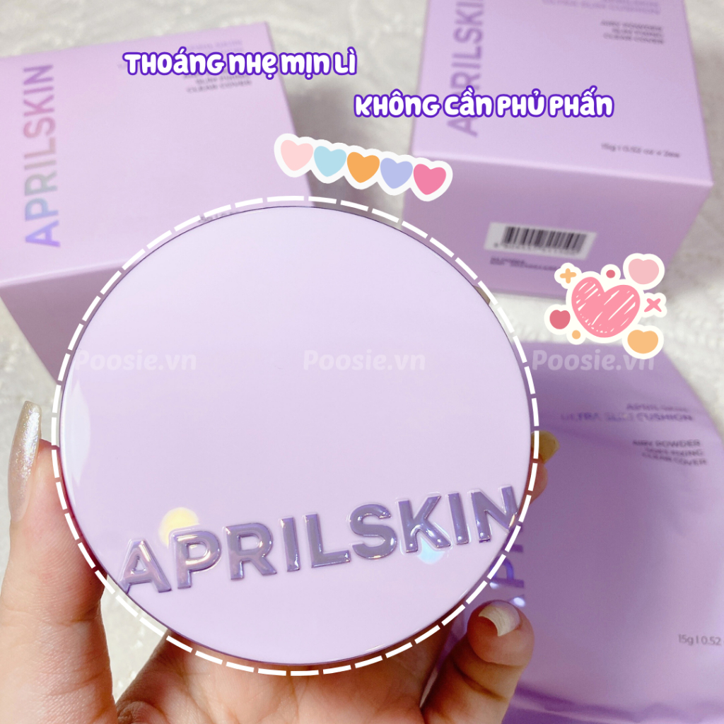 Phấn Nước April Skin Cushion + Refill SPF50+/PA+++ Lâu Trôi, Dưỡng Ẩm, Kiềm Dầu