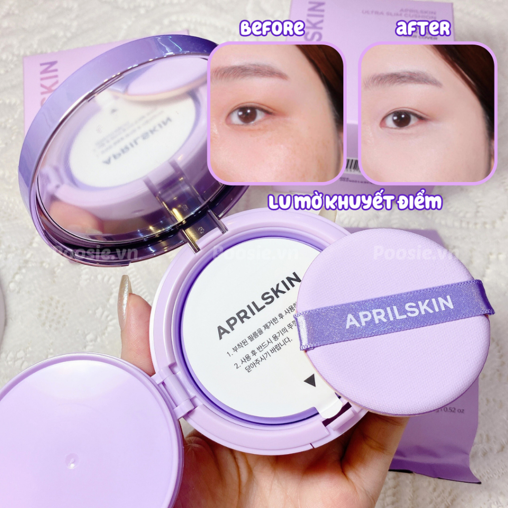 Phấn Nước April Skin Cushion + Refill SPF50+/PA+++ Lâu Trôi, Dưỡng Ẩm, Kiềm Dầu