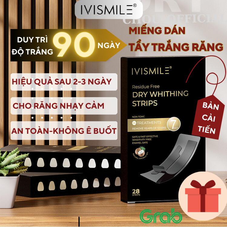 Miếng dán trắng răng DRY WHITENING UNISMILE, Dán trắng răng IVISMILE an toàn, không gây ê buốt hay bào mòn răng