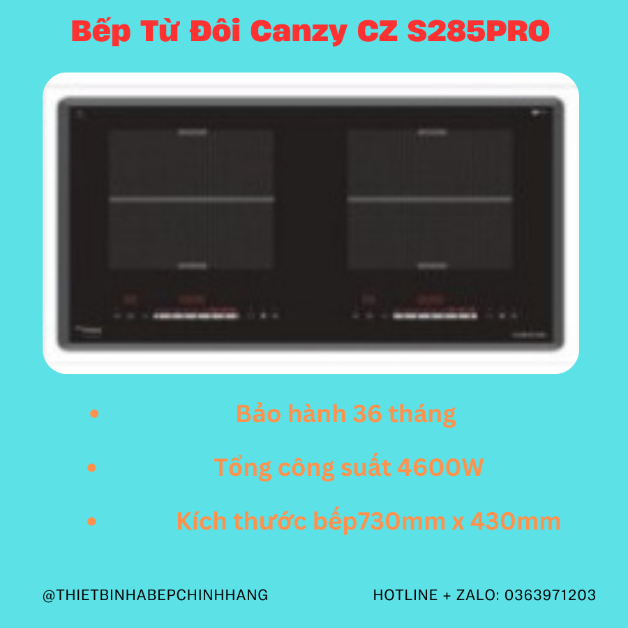 Bếp Từ Đôi Canzy CZ S285PRO Bếp điện từ Công Nghệ Inverter Tiết Kiệm Điện Năng, Bảo hành chính hãng 1 đổi 1 trong 3 năm