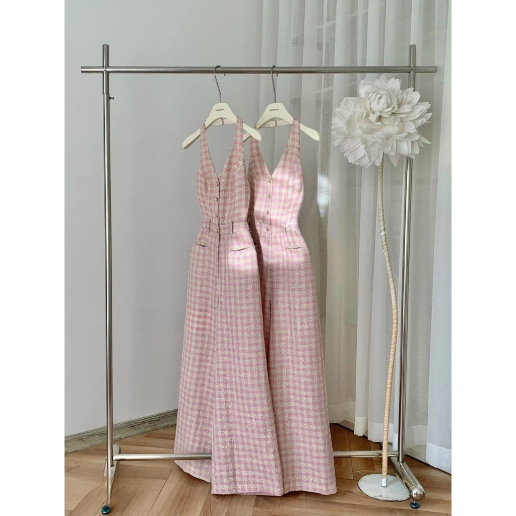 S047 - Carina Jump dáng dài dạng yếm chất tweed dạo phố