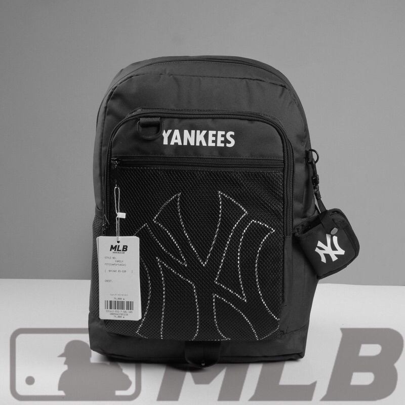 Balo MLB NY Basic nam nữ thời trang kèm túi mini Backpack Bánh Mì Store balo màu đen đi học đựng được laptop 16 inch