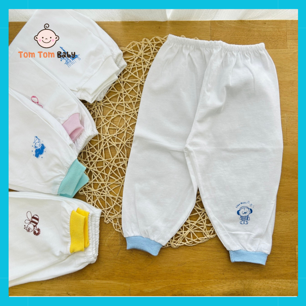 1 Quần sơ sinh dài Trắng Thái Hà Thịnh - Size 1-5 cho bé sơ sinh-12kg - Chất vải cotton mềm, mịn, thoáng mát cho bé trai