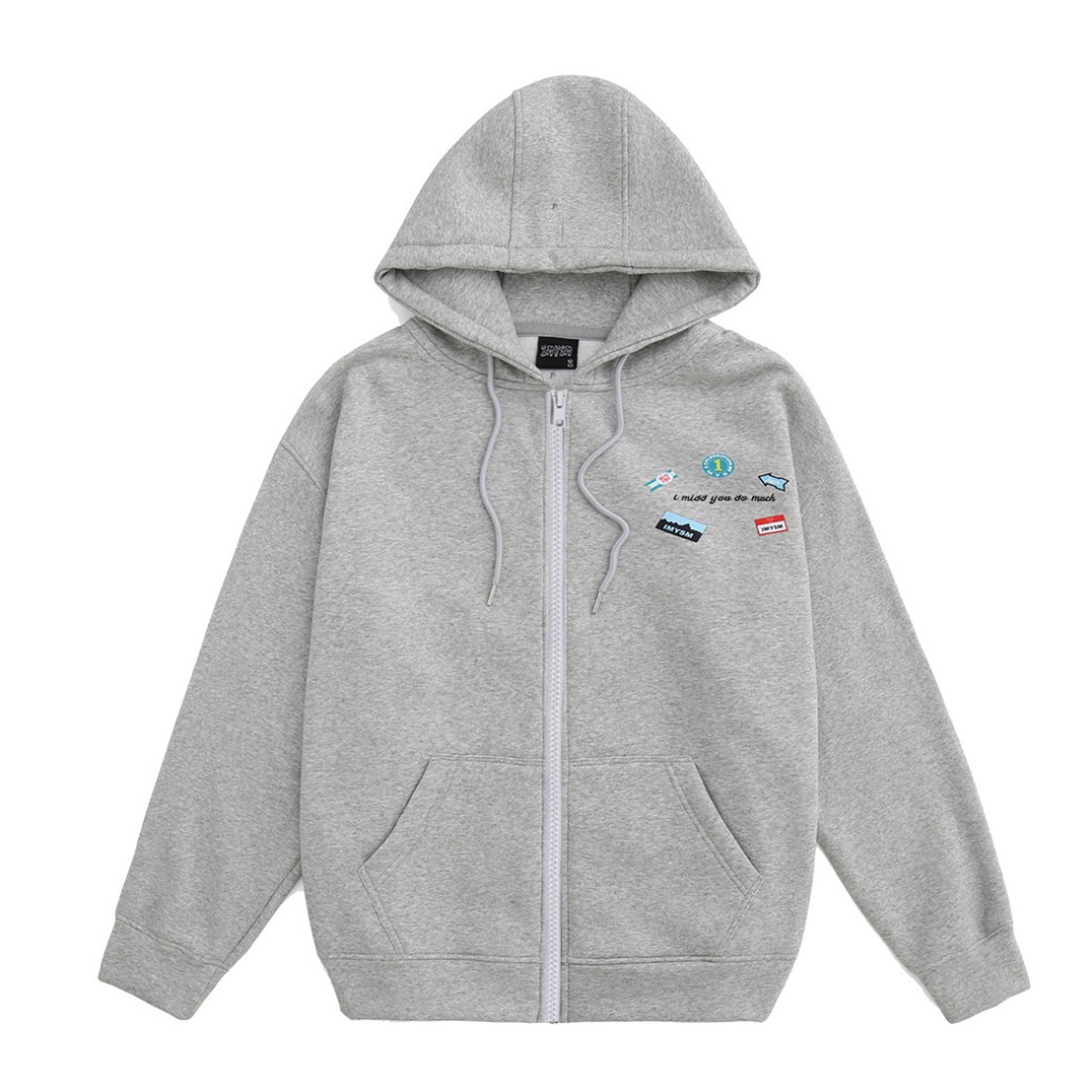 Áo CHÍNH HÃNG Zip Hoodie IMYSM Vacation- CÓ TÚI TRONG- Xám