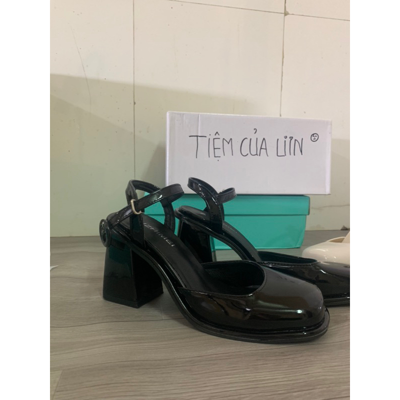 Giày Gót Mary Jean kiểu dáng vintage Khoá Cài