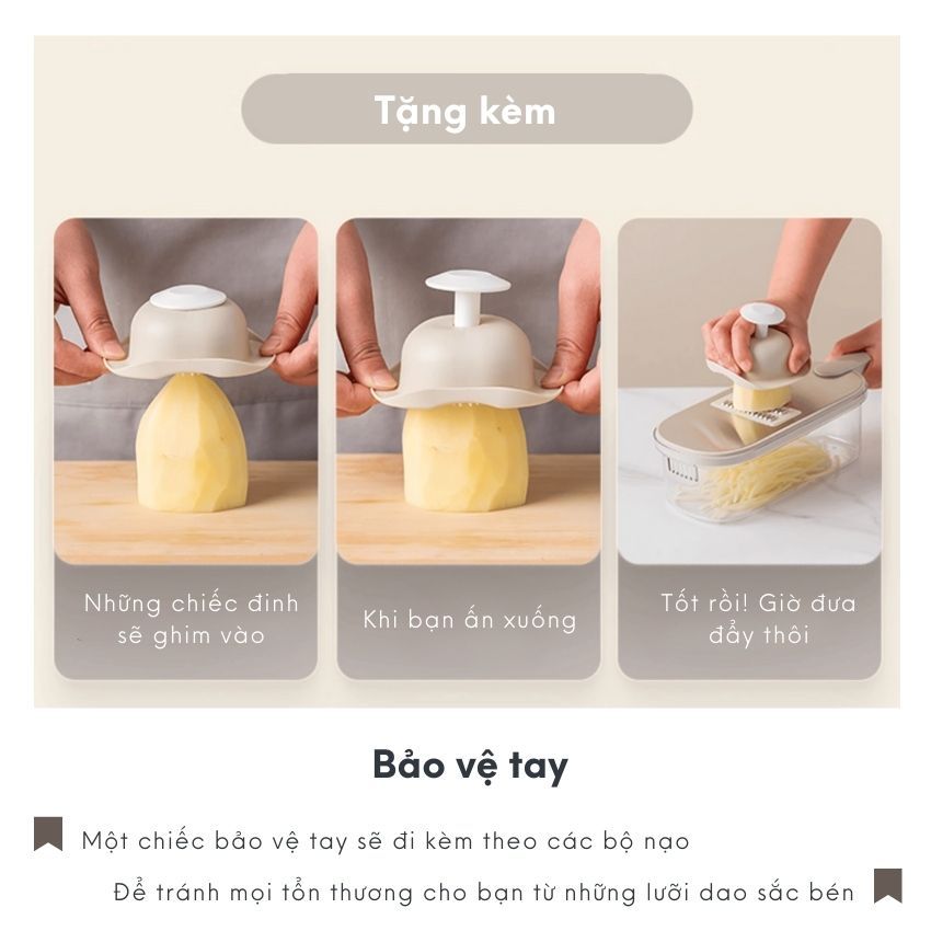 Bộ nạo sợi rau củ đa năng FEEKA 6 lưỡi dao, đồ bào rau củ đa năng cao cấp nhỏ gọn