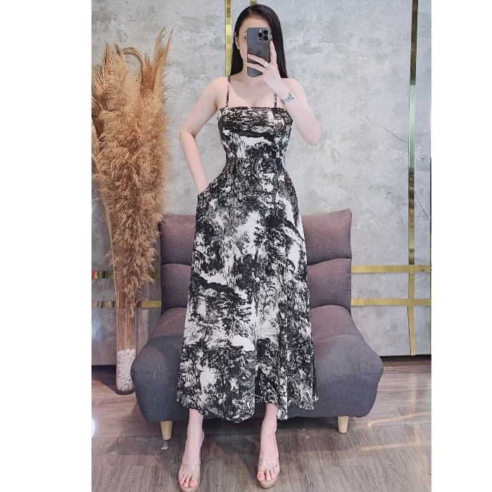 Đầm Maxxi 2 Dây Dáng Dài Họa Tiết 6 .