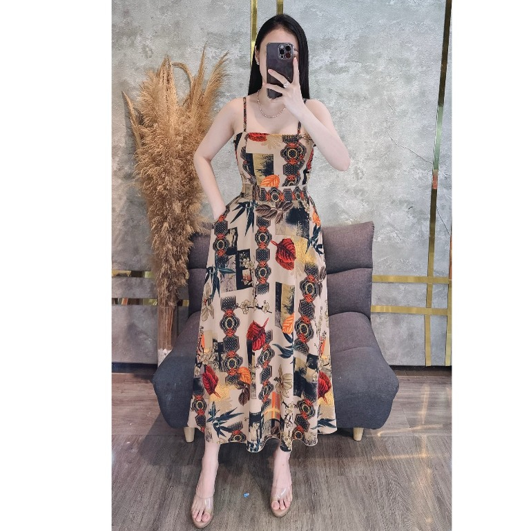 Đầm Maxxi 2 Dây Dáng Dài Họa Tiết 6 .